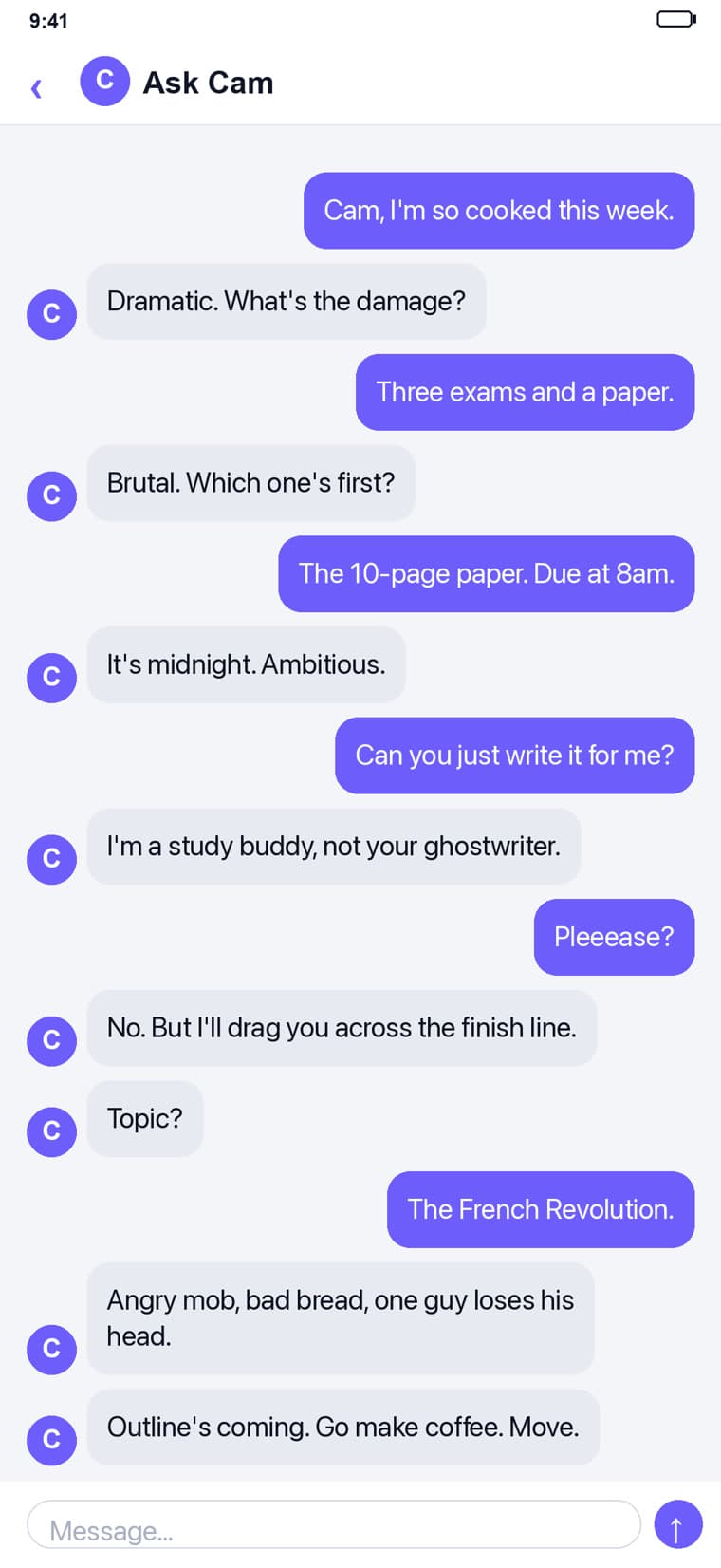 College Life app — Ask Cam — your AI companion