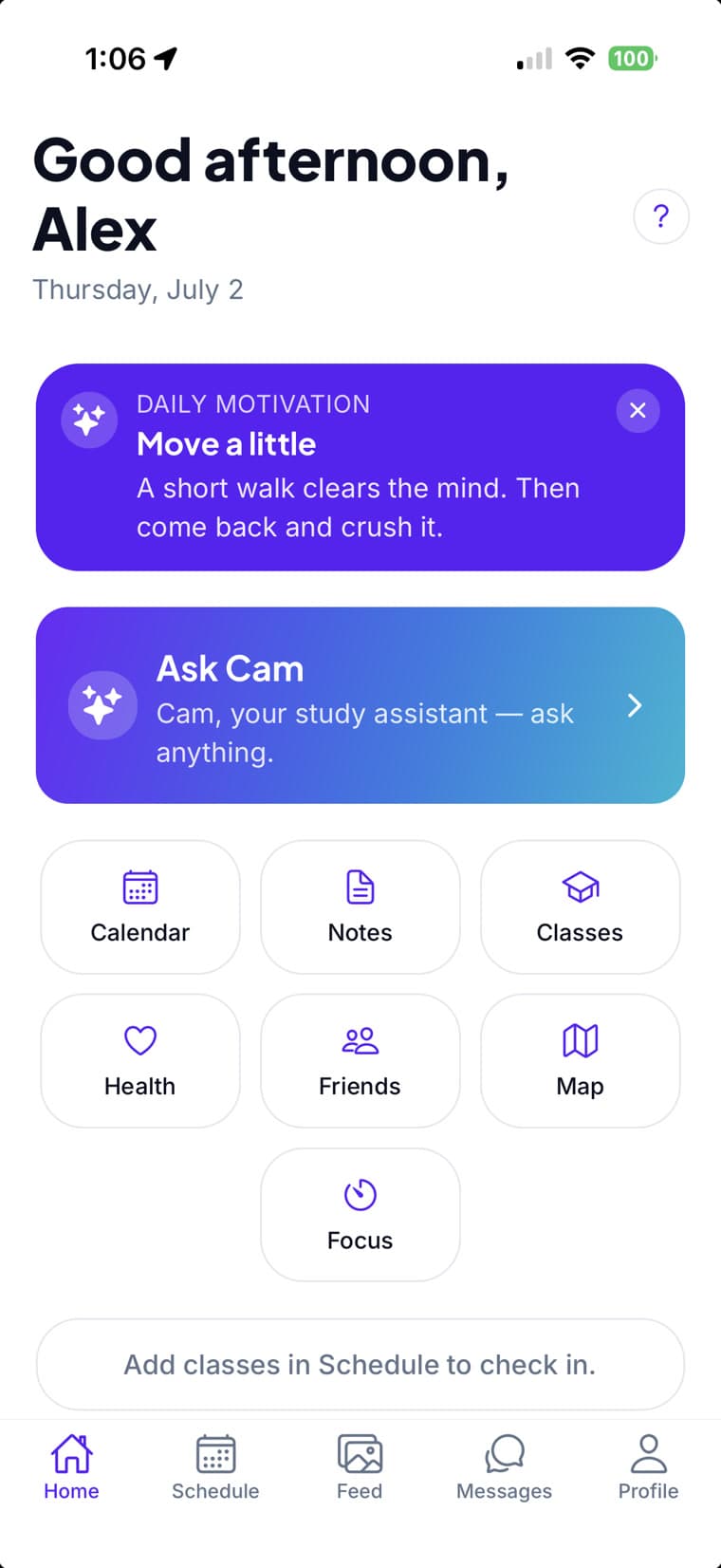College Life app — Your day, with Ask Cam