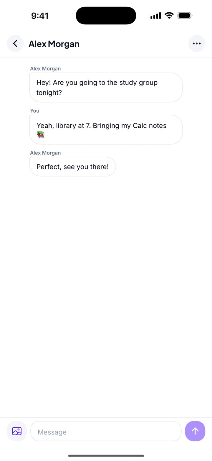 College Life app — Message classmates