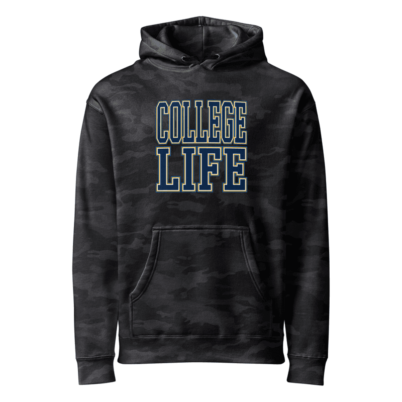 College Life Hooded Sweatshirt  — Black Camo