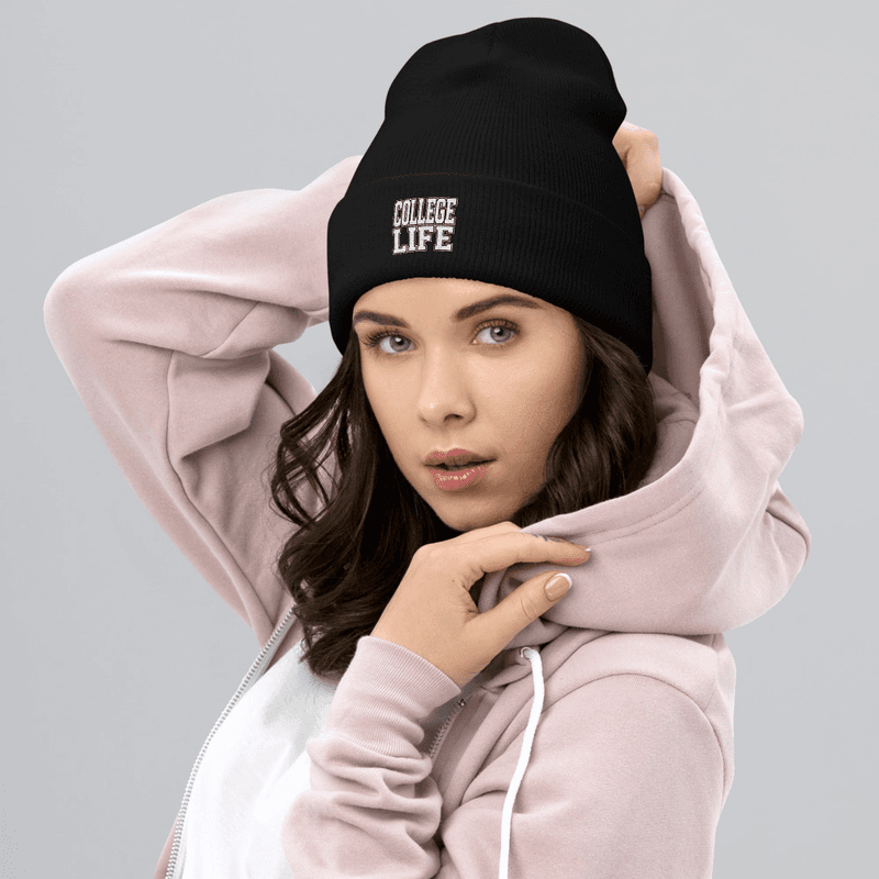 College Life Cuffed Beanie — Black