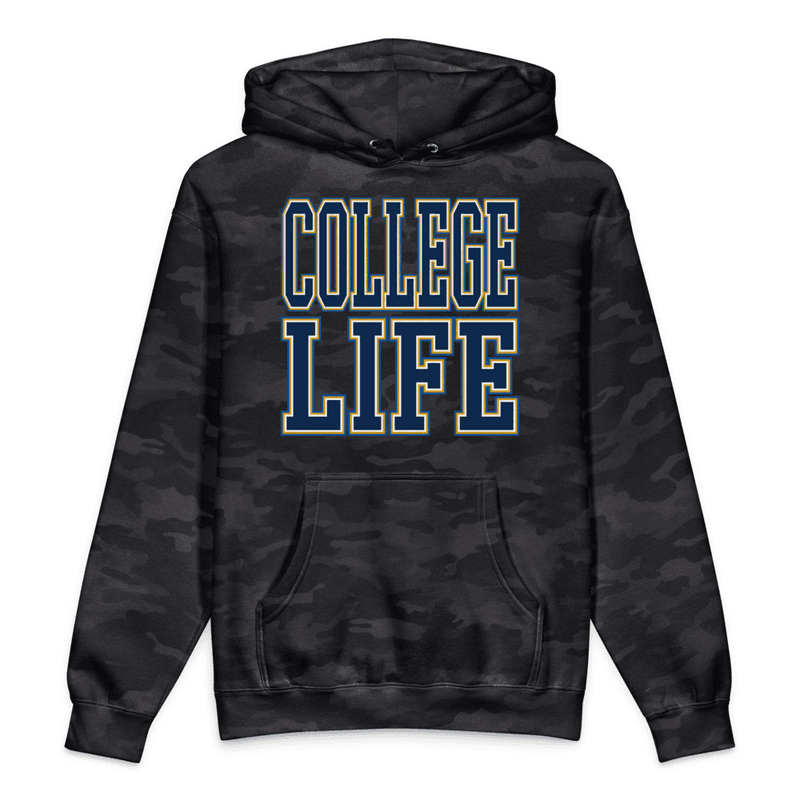 College Life Hooded Sweatshirt  — Black Camo